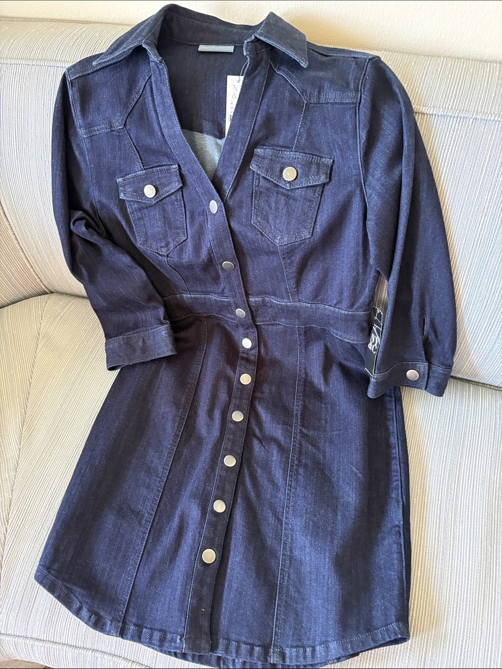 New York & Company Button-Front Denim Mini Dress